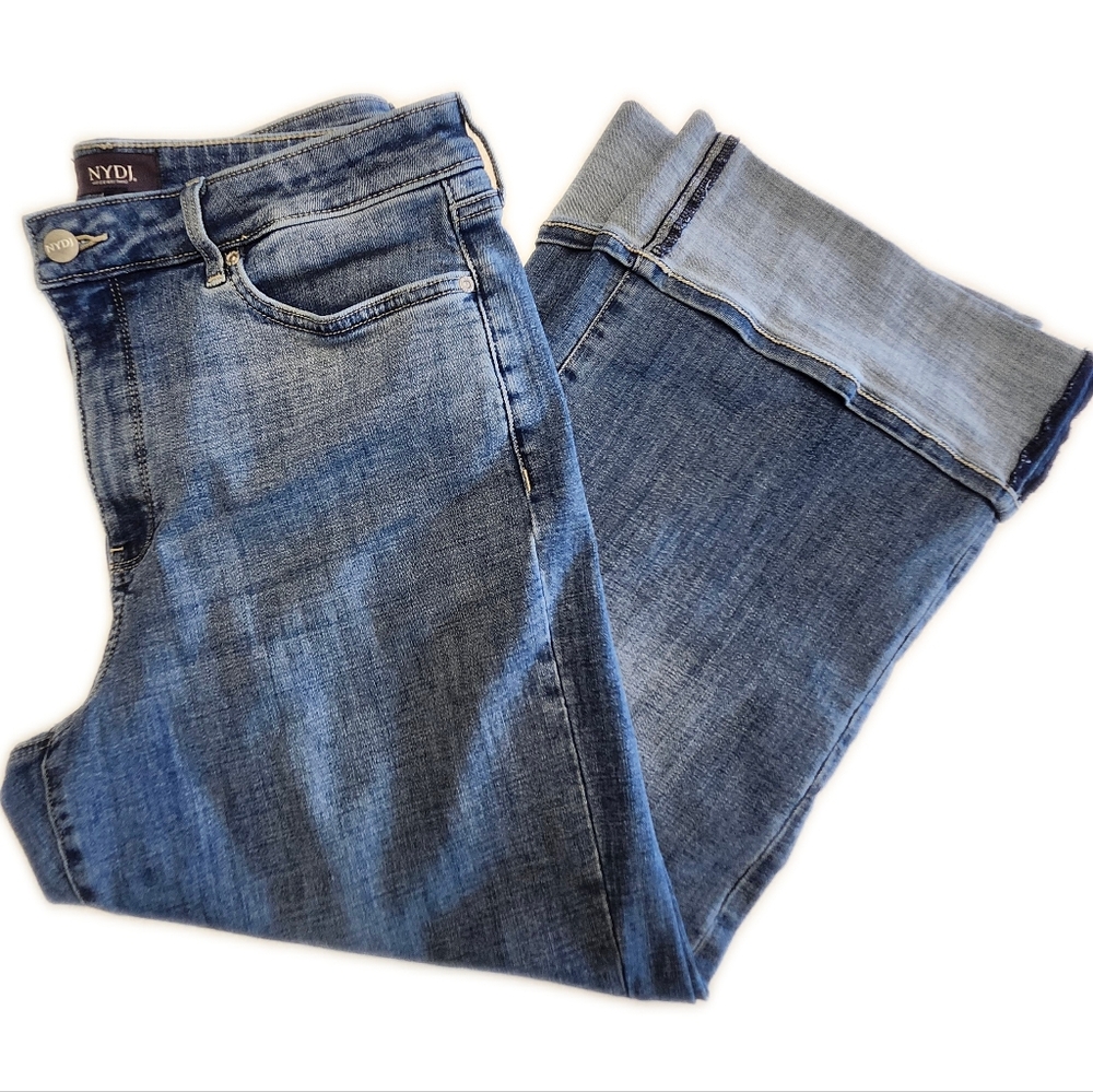 NYDJ (Not Your Daughter's Jeans) Teresa Wide Leg Cuffed Jeans, 12P